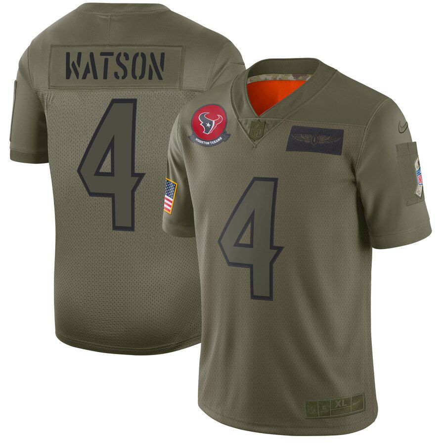 Men Houston Texans #4 Watson Green Nike Olive Salute To Service Limited NFL Jerseys->houston texans->NFL Jersey